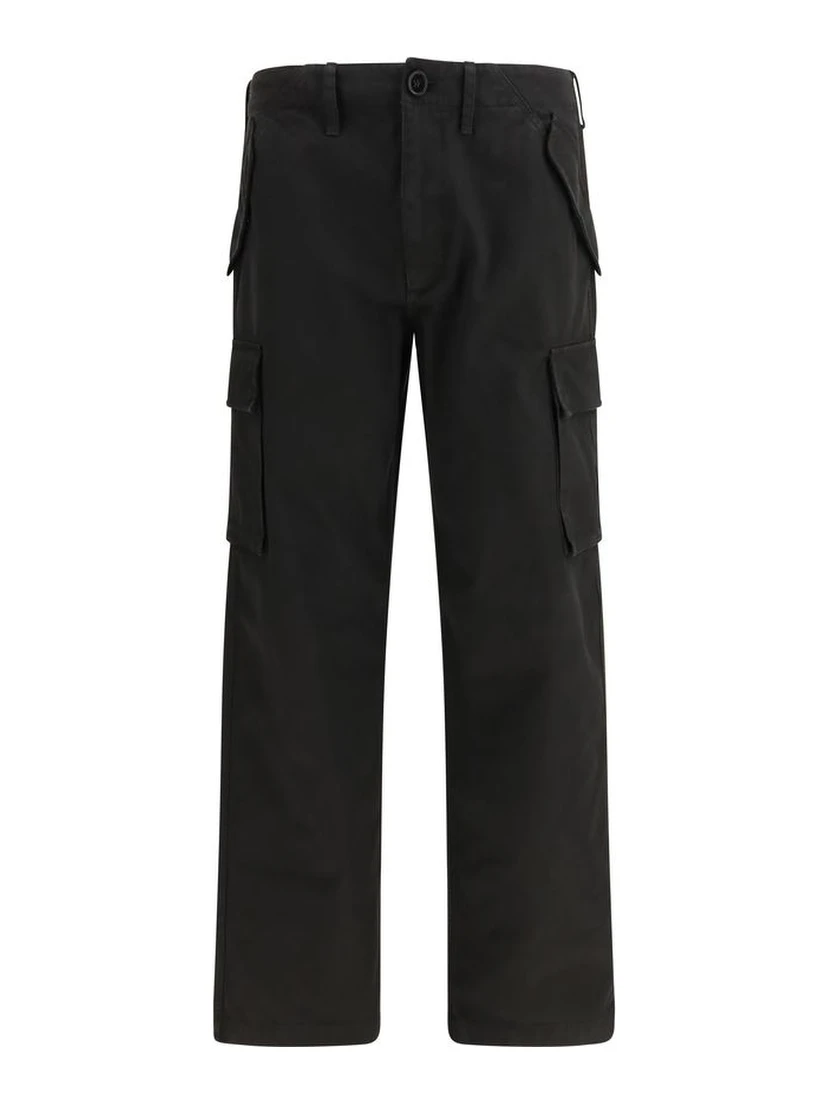 Black Cotton Cargo Pants
