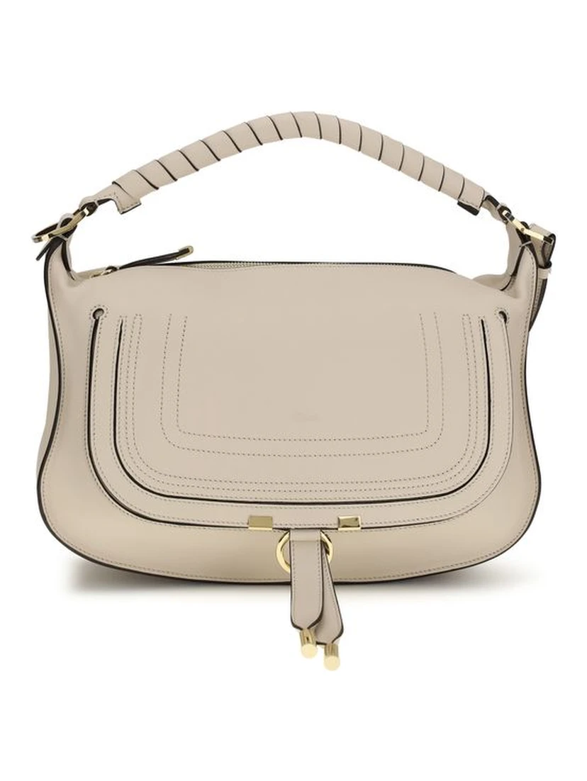 Beige Calf Leather Bos Taurus Shoulder Bag