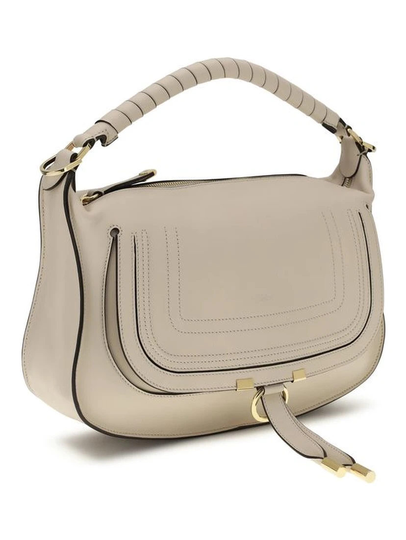 Beige Calf Leather Bos Taurus Shoulder Bag