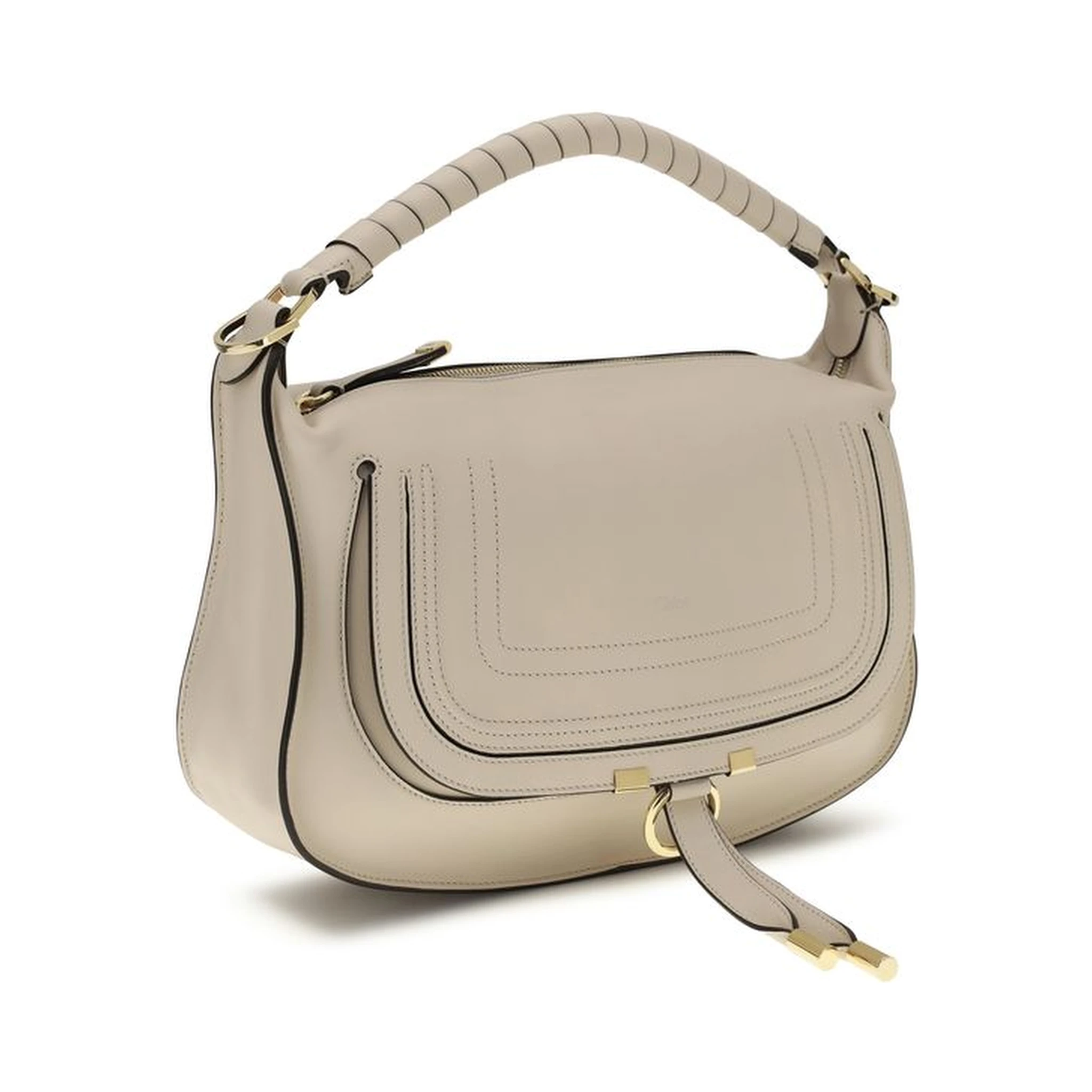 Beige Calf Leather Bos Taurus Shoulder Bag