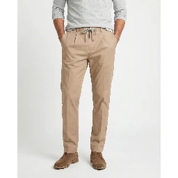 Beige Cotton Casual Pants