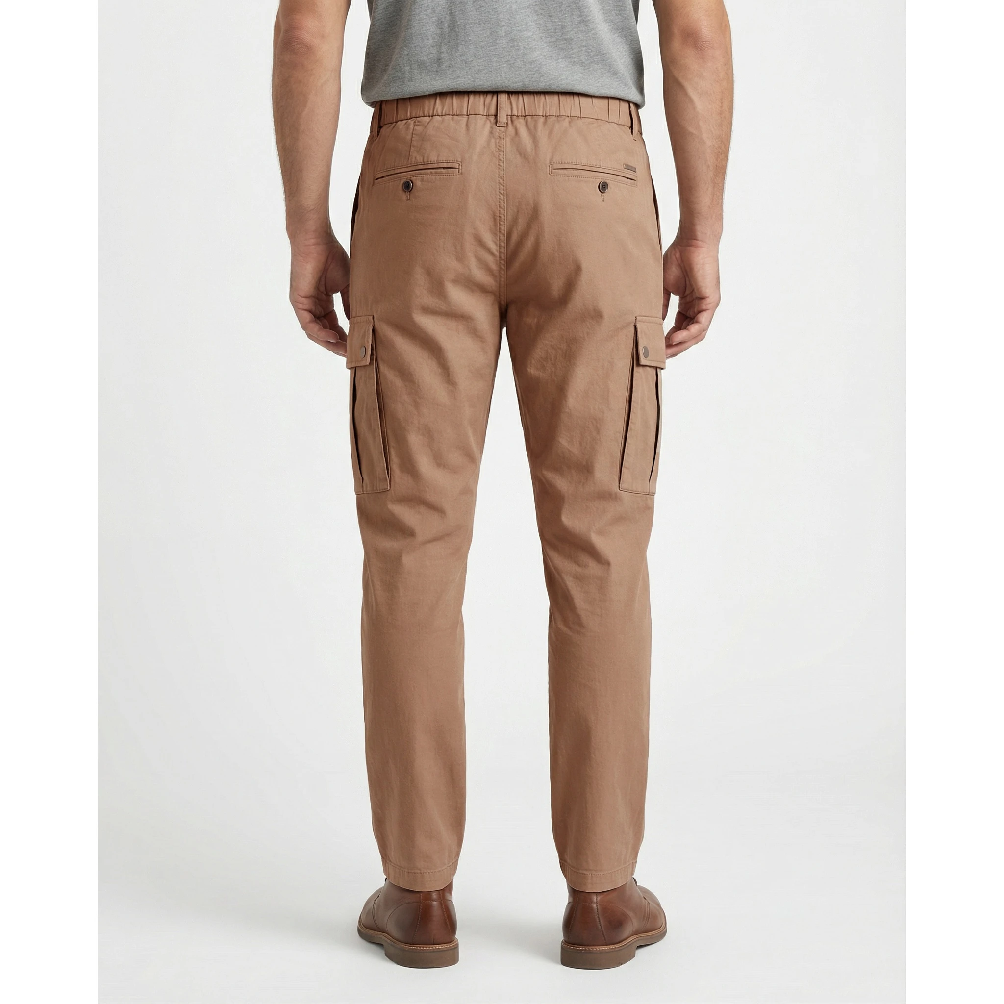 Beige Cotton Cargo Pants