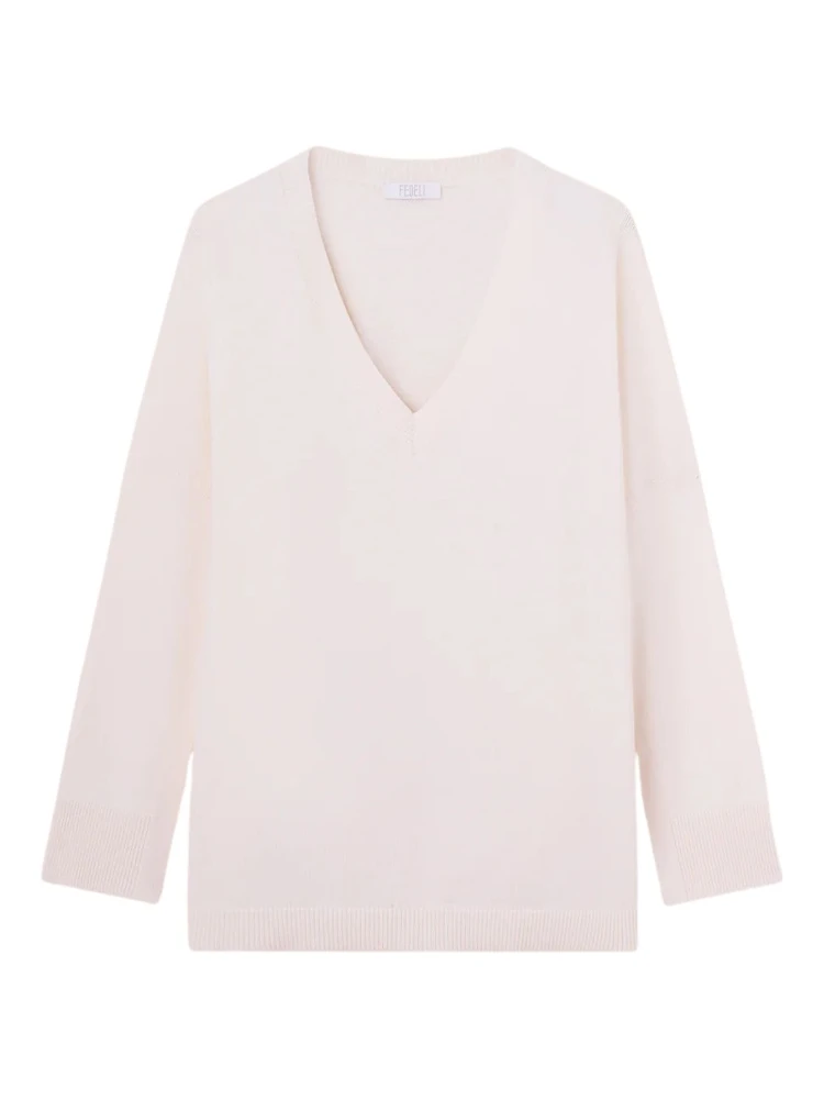V-neck knitwear in cotton and cashmere