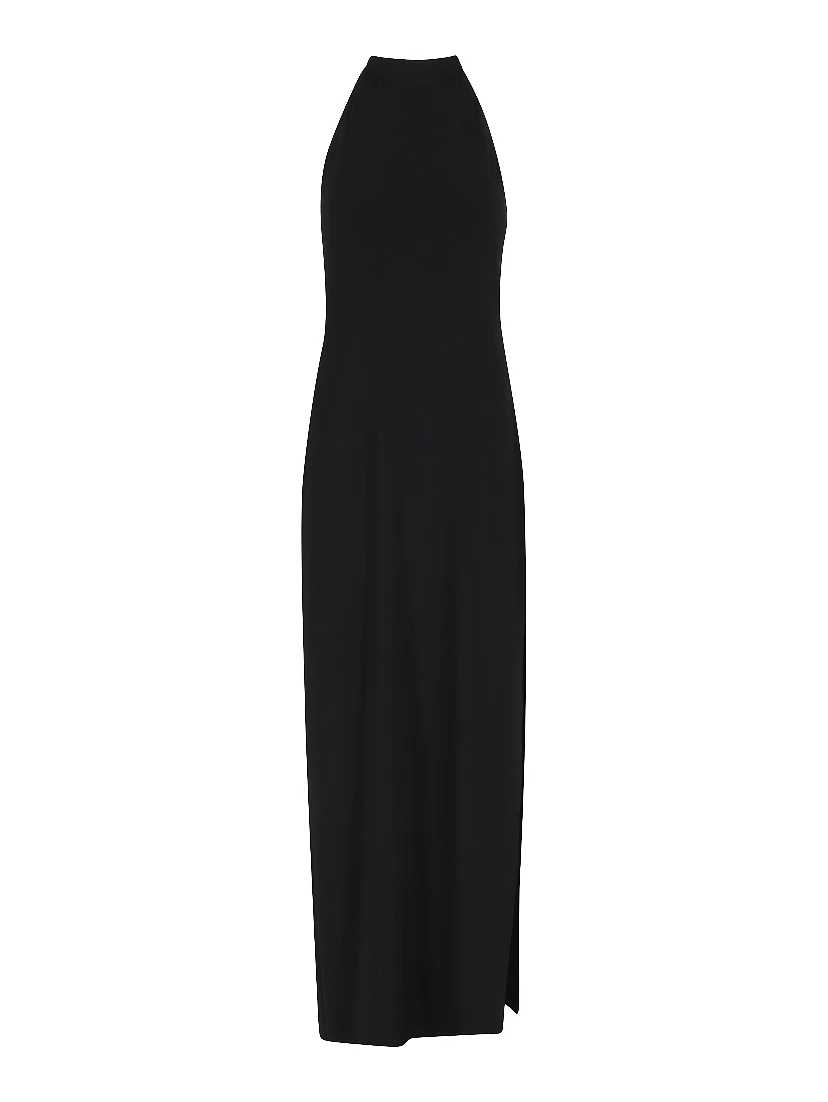 HALTER LONG DRESS W SIDE SLIT