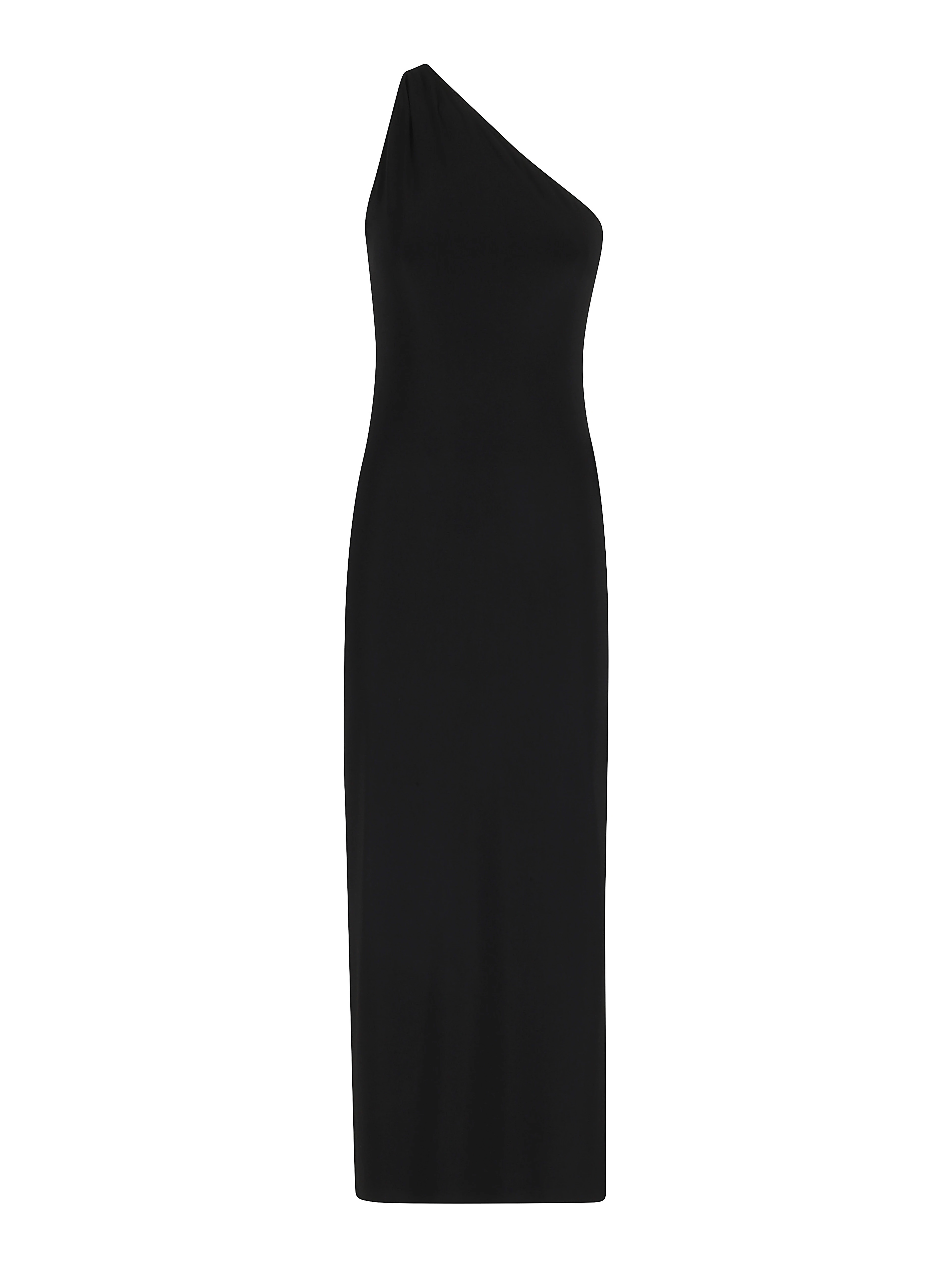 ONE SHOULDER LONG DRESS W SIDE SLIT