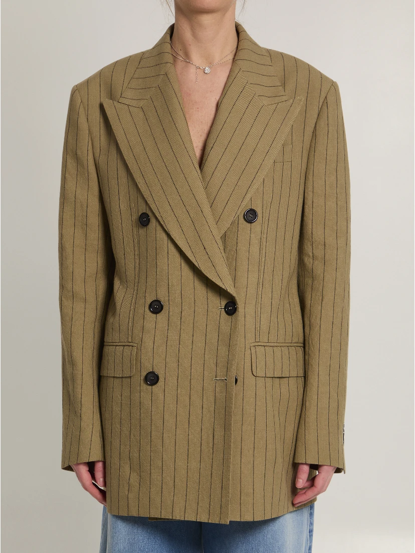 Double-breasted linen jacket