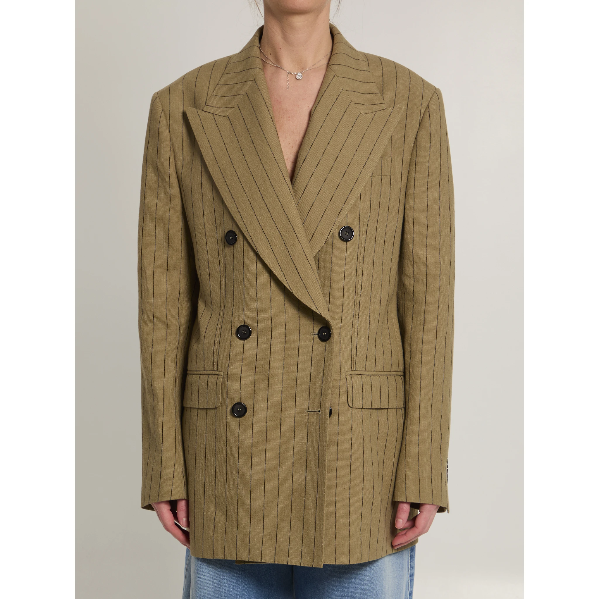 Double-breasted linen jacket