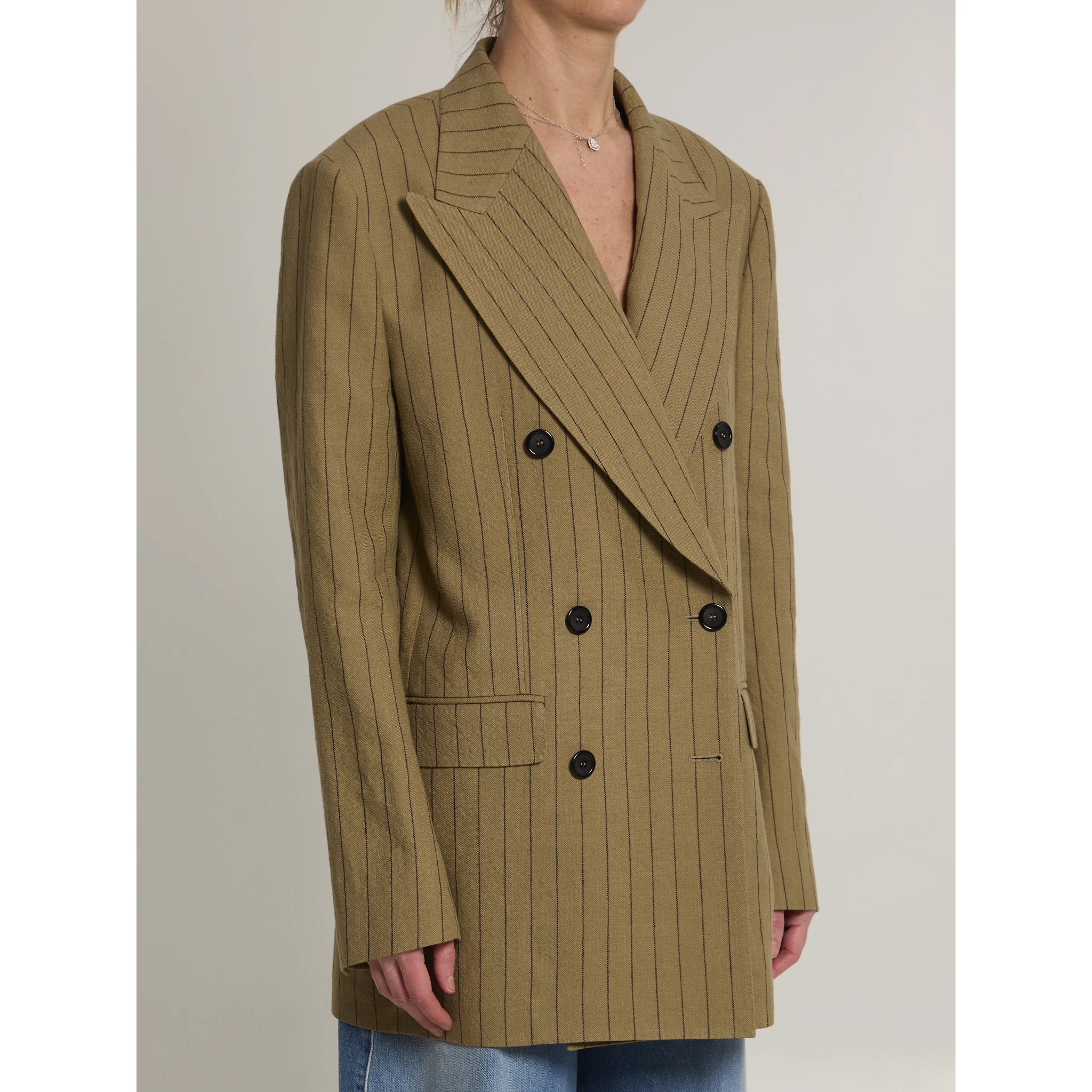 Double-breasted linen jacket