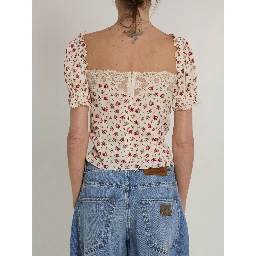 Charmeuse top with rose print