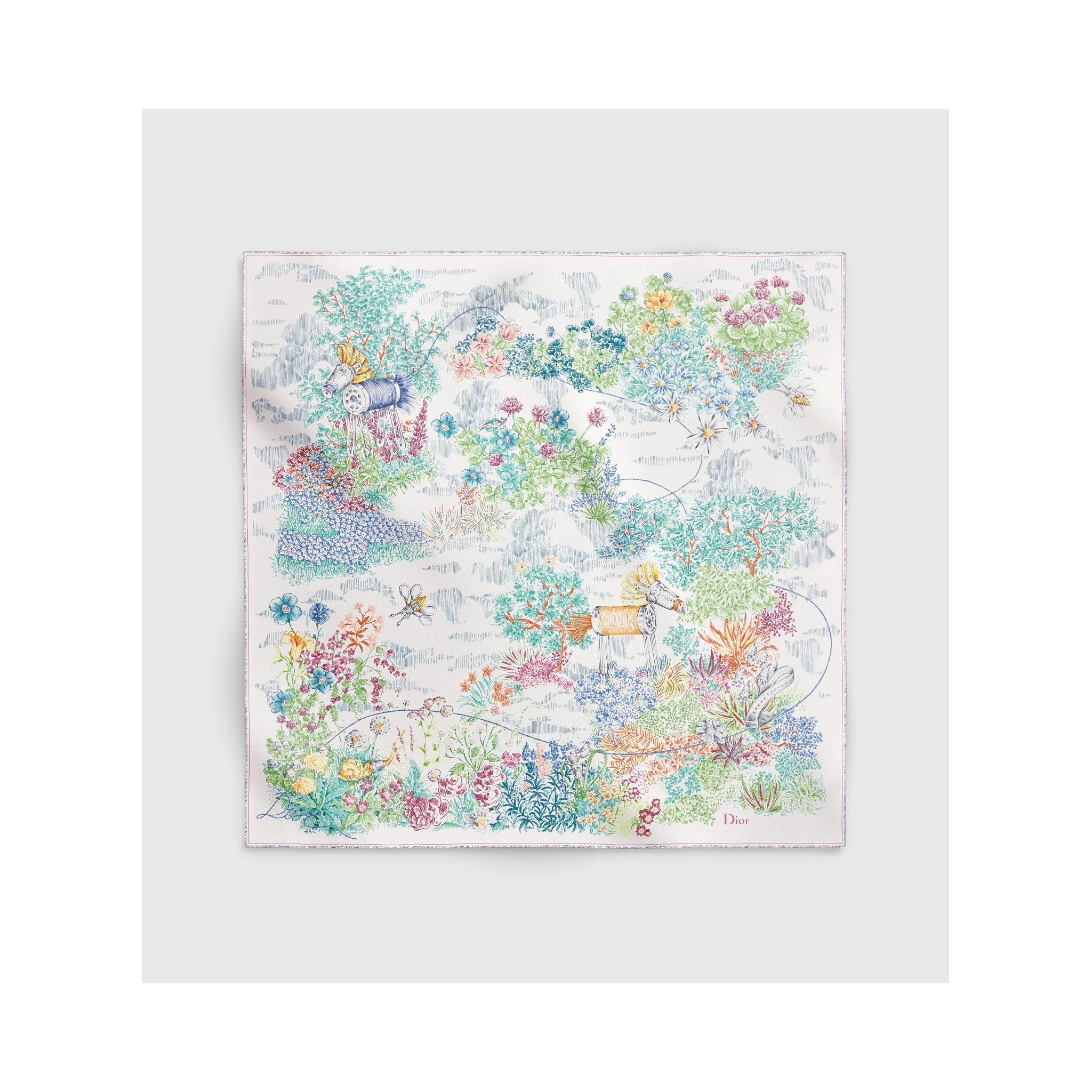 "Dior Charming Garden 90" silk scarf