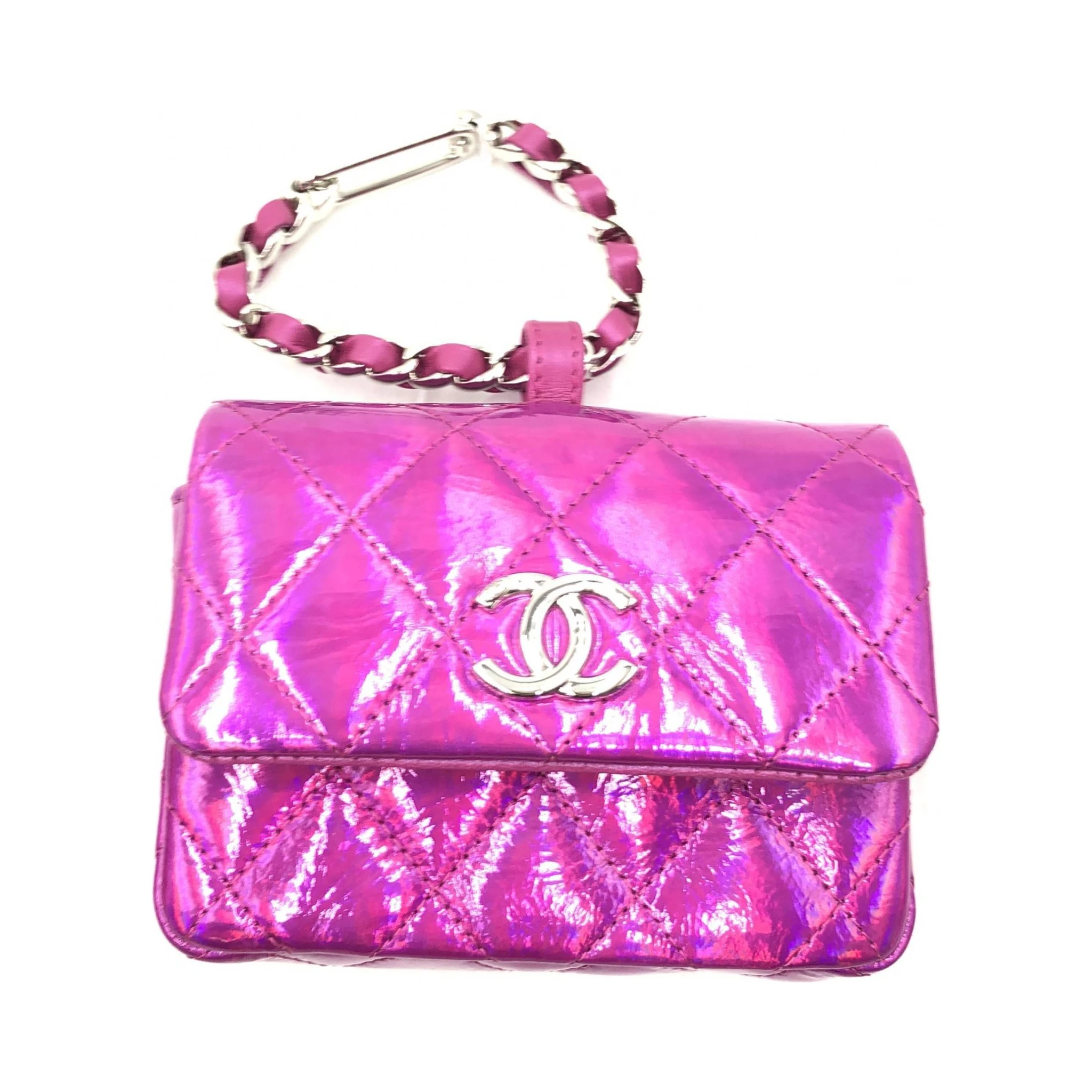 Iridescent Pink Quilted Leather Pouch