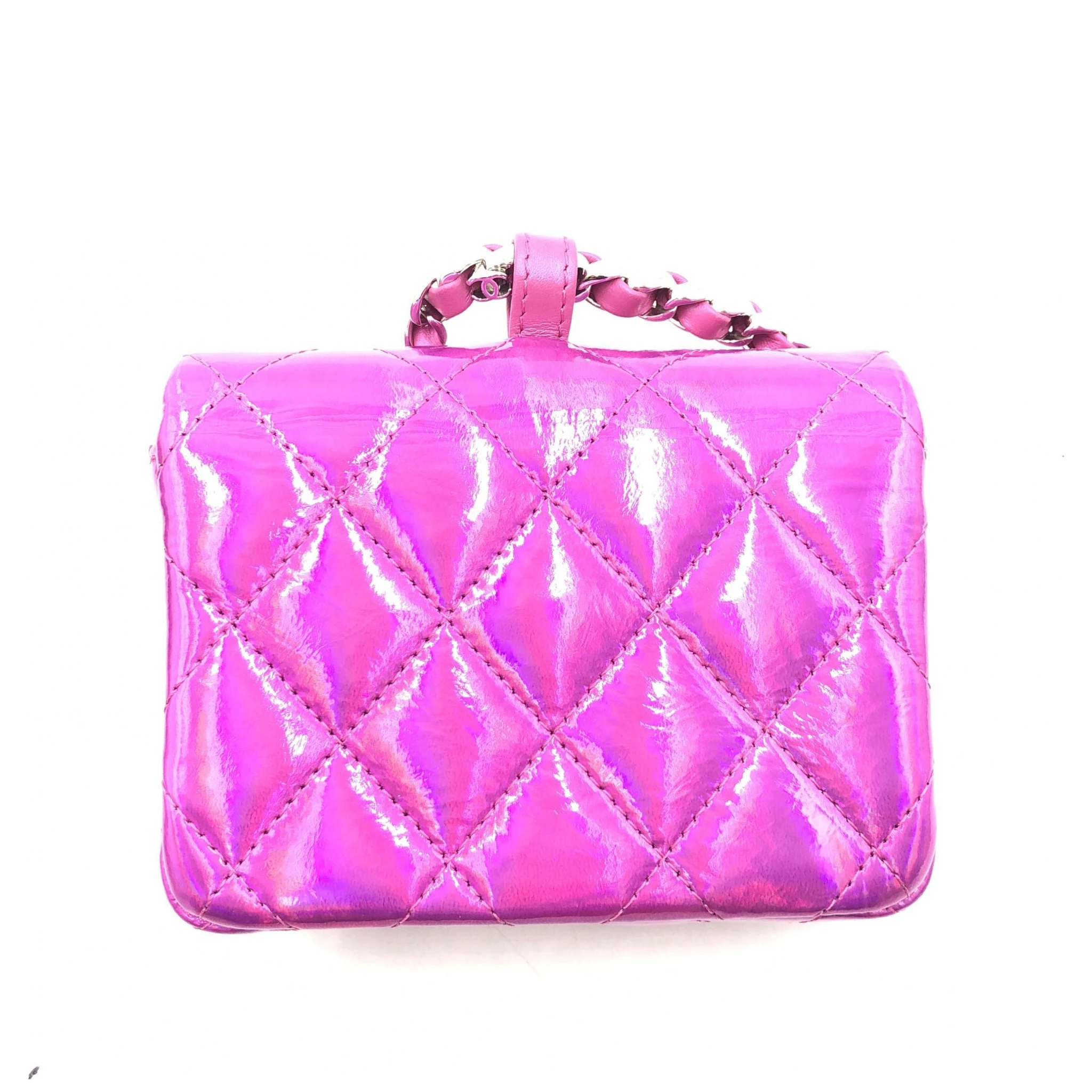Iridescent Pink Quilted Leather Pouch