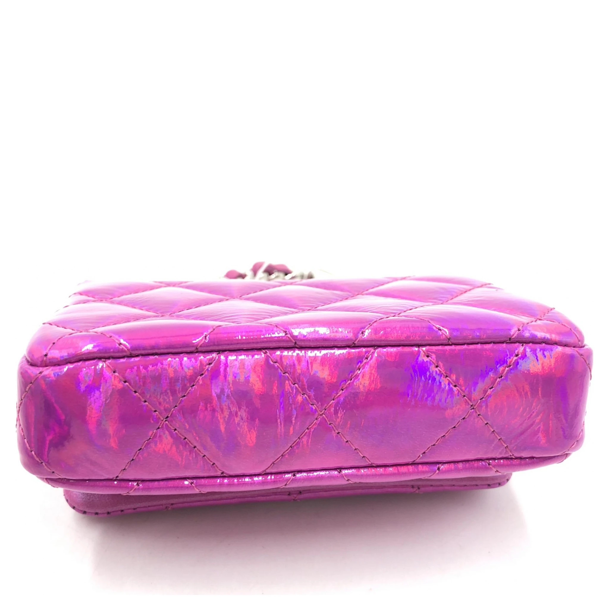 Iridescent Pink Quilted Leather Pouch