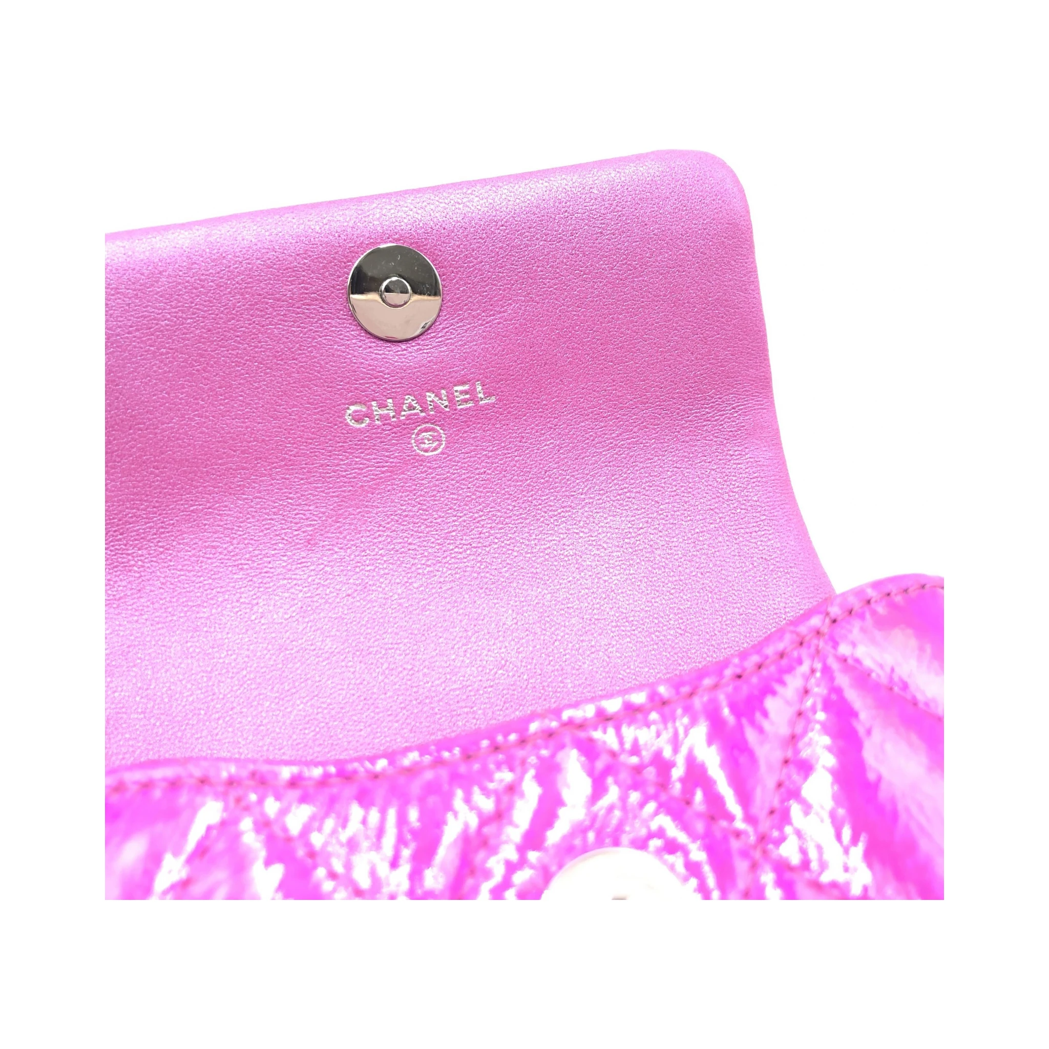 Iridescent Pink Quilted Leather Pouch