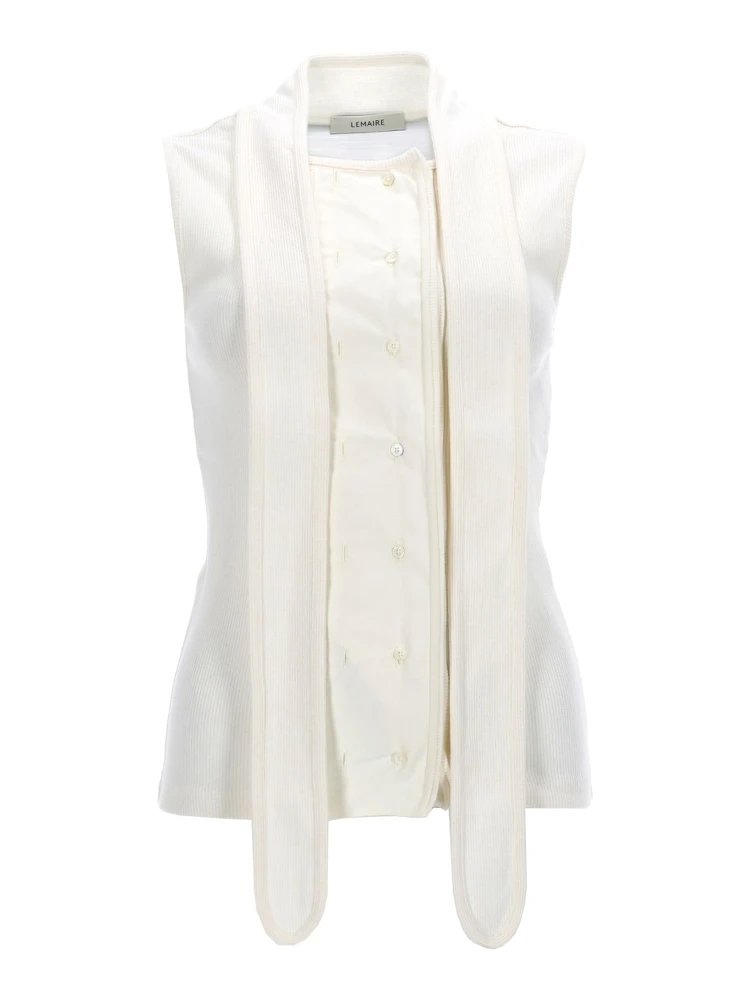 ASYMMETRICAL RIBBED TOP WITH SCARF