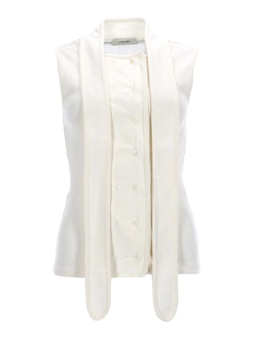 ASYMMETRICAL RIBBED TOP WITH SCARF