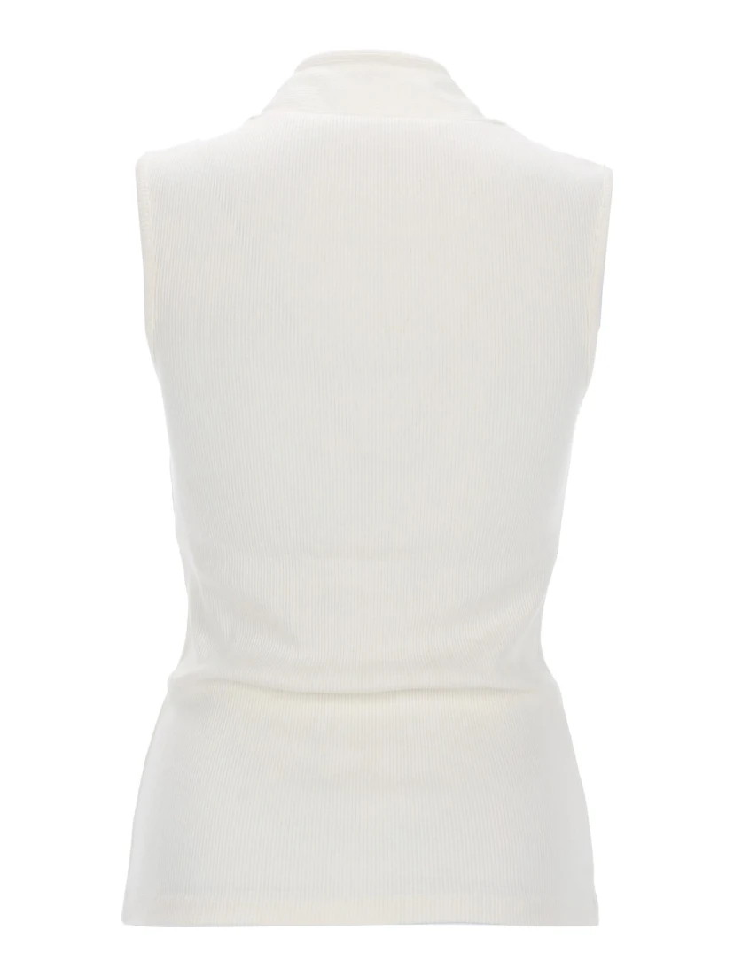 ASYMMETRICAL RIBBED TOP WITH SCARF
