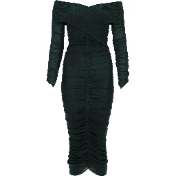 VISCOSE GATHERED MIDI DRESS