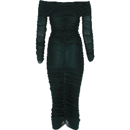 VISCOSE GATHERED MIDI DRESS