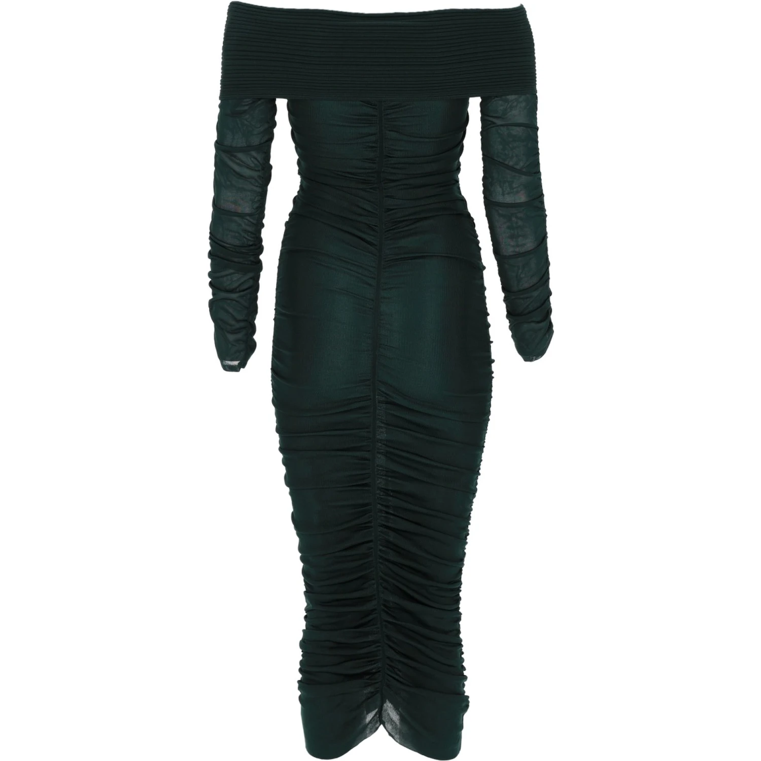 VISCOSE GATHERED MIDI DRESS