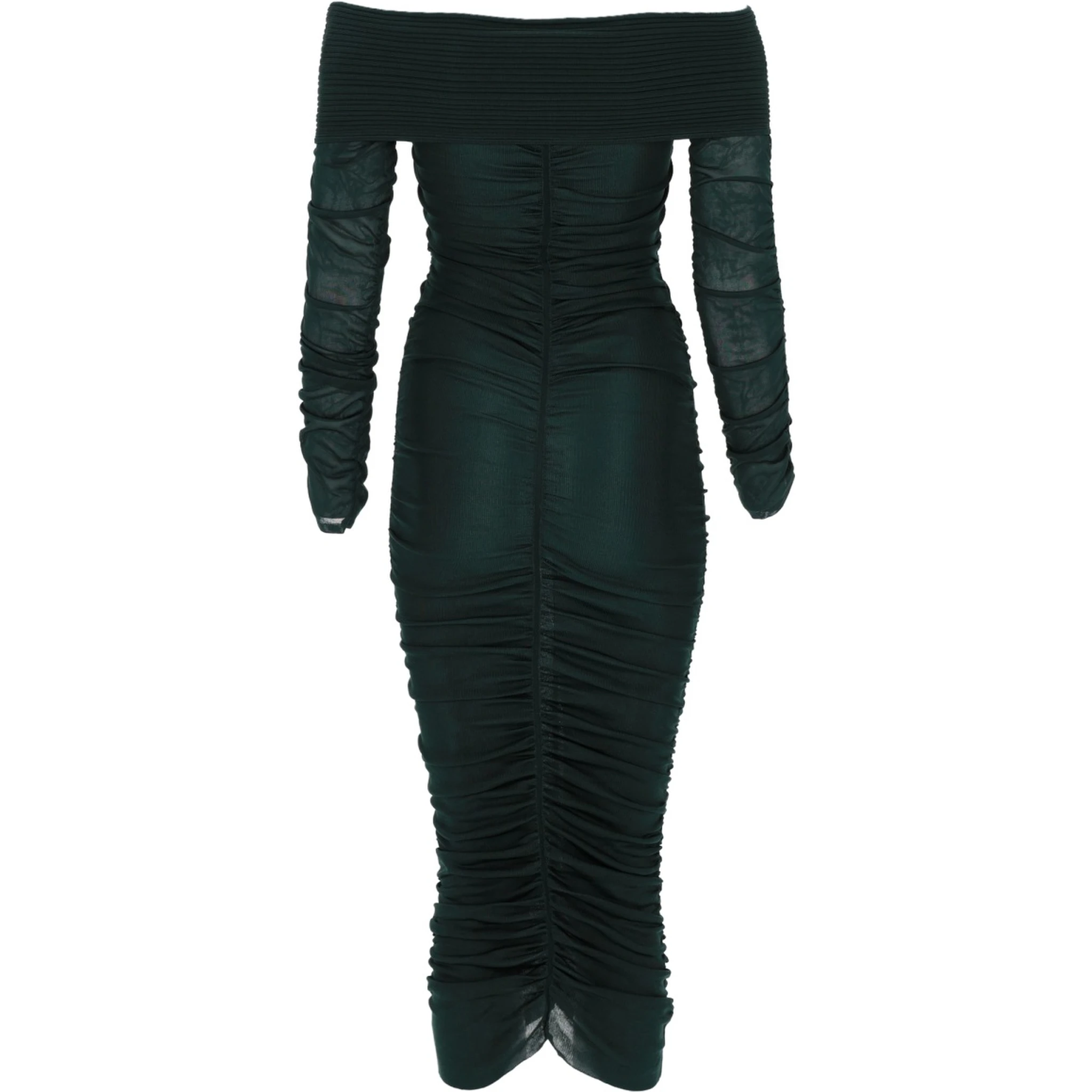 VISCOSE GATHERED MIDI DRESS