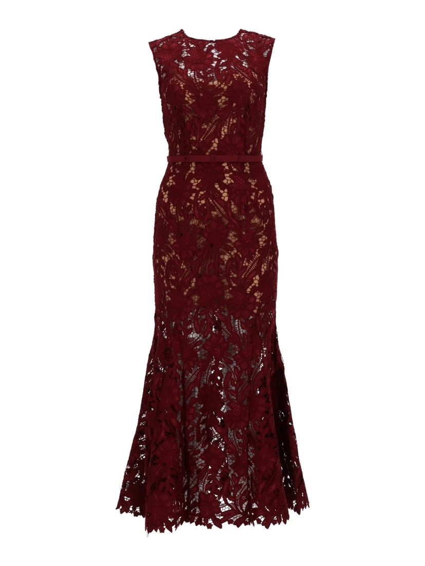 FLORAL LACE MIDI DRESS