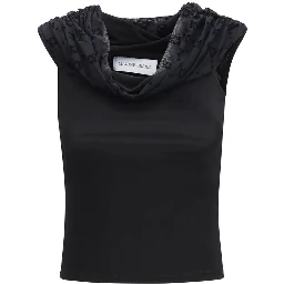 Black Viscose Sleeveles T-Shirt