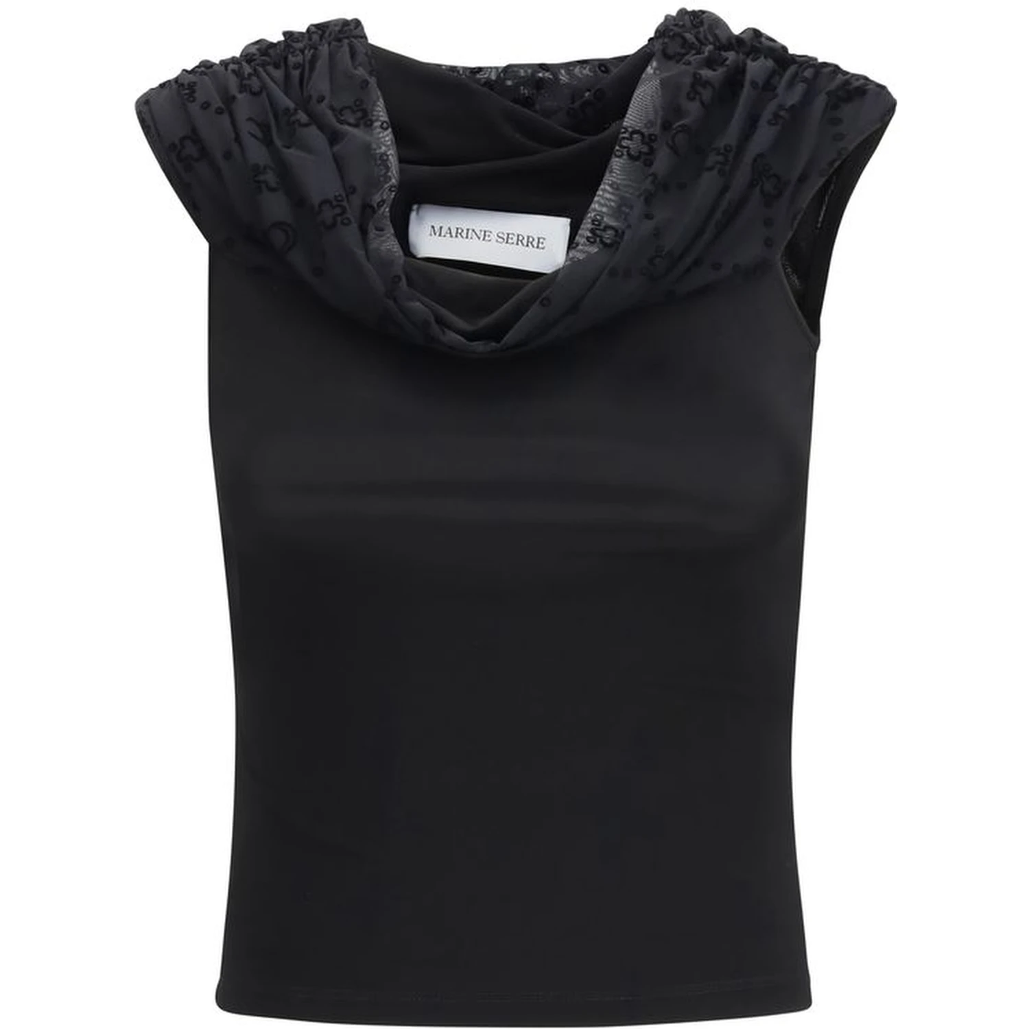 Black Viscose Sleeveles T-Shirt