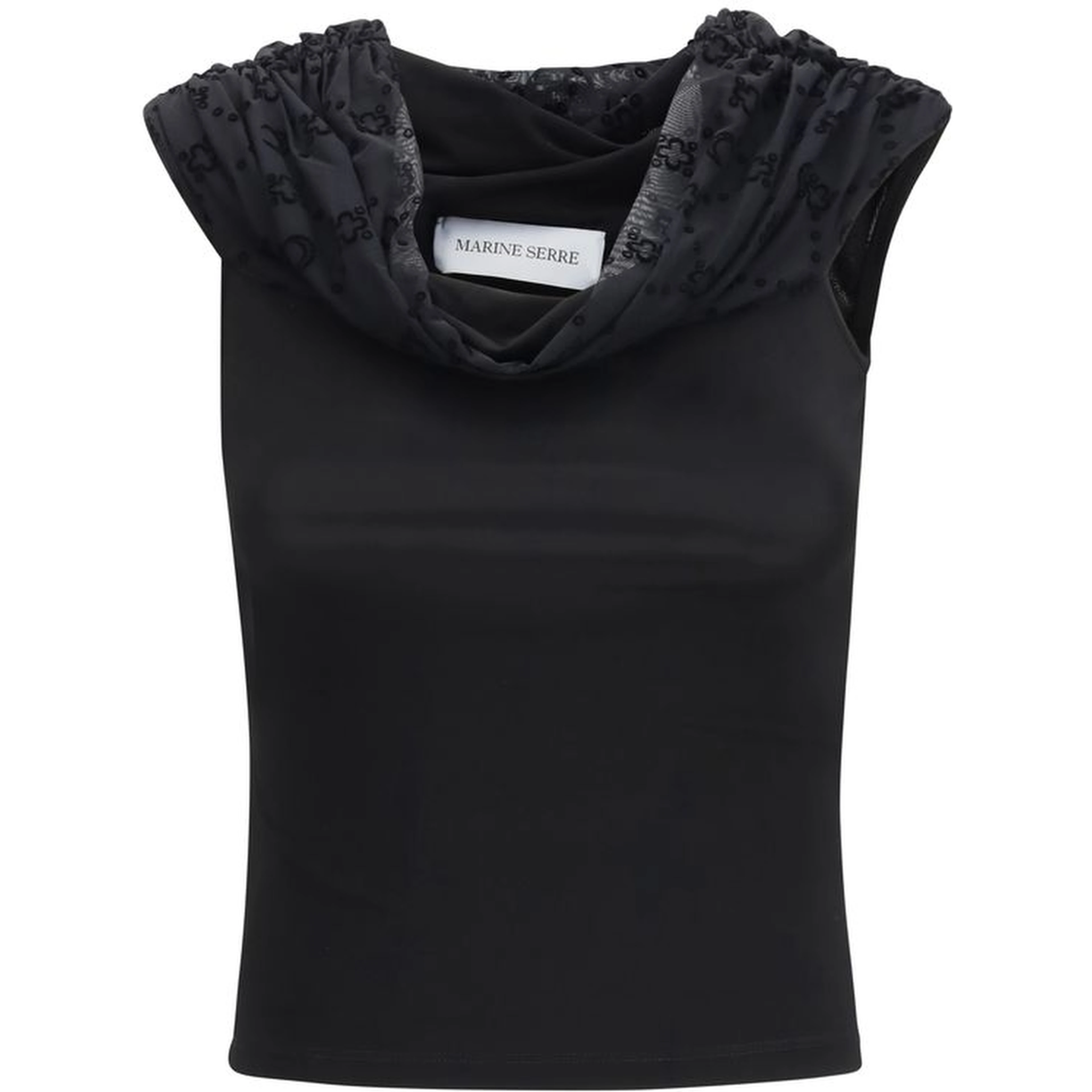 Black Viscose Sleeveles T-Shirt