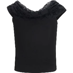 Black Viscose Sleeveles T-Shirt