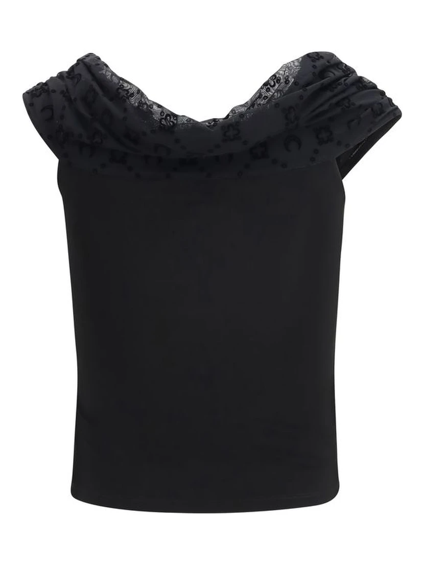 Black Viscose Sleeveles T-Shirt