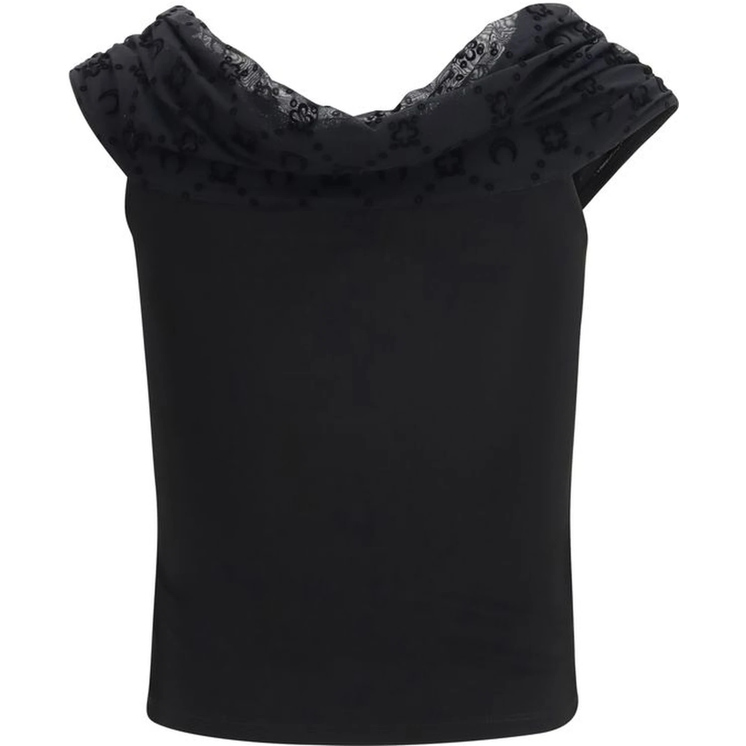 Black Viscose Sleeveles T-Shirt