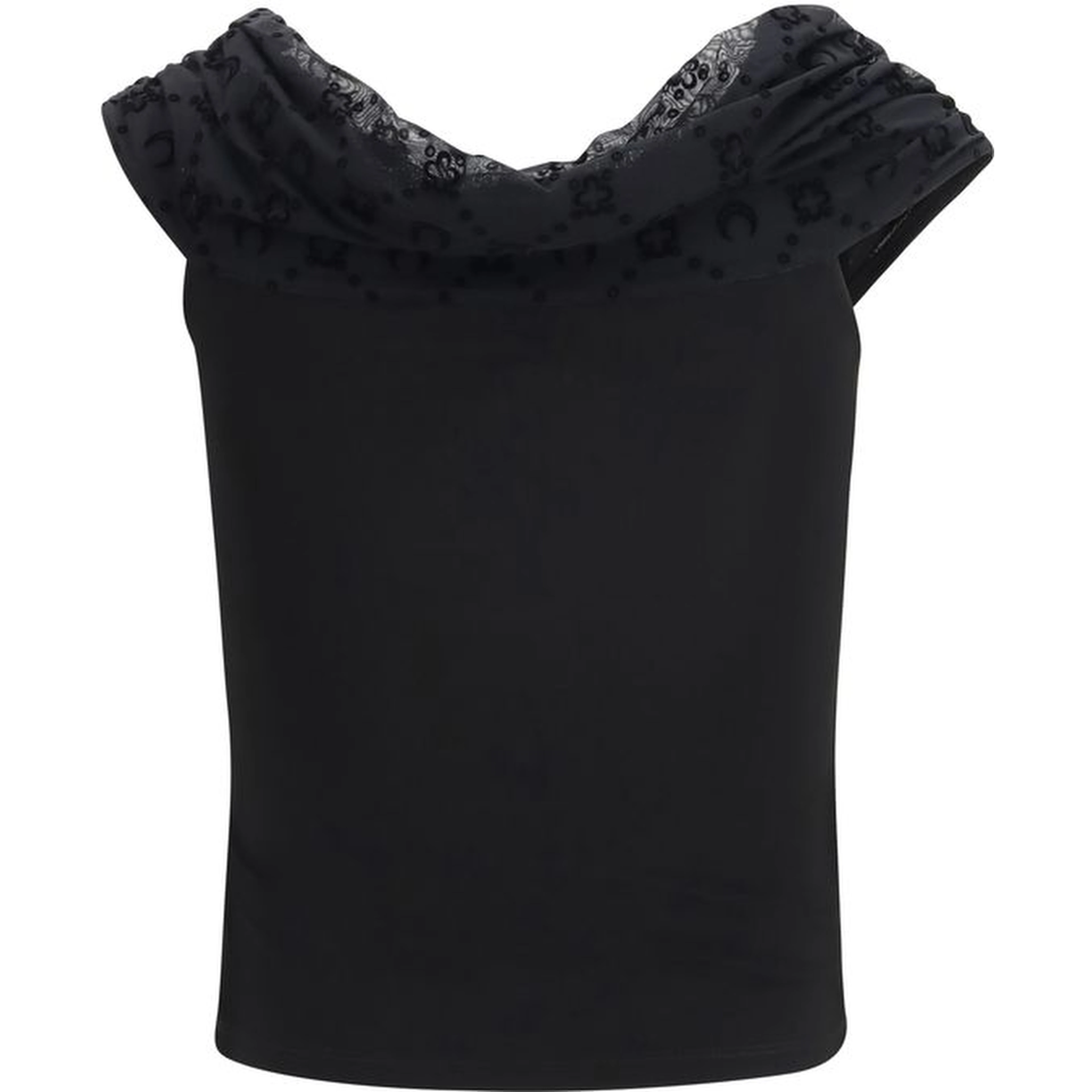 Black Viscose Sleeveles T-Shirt