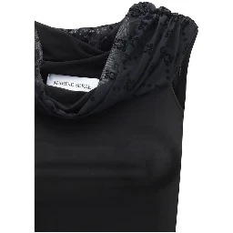 Black Viscose Sleeveles T-Shirt
