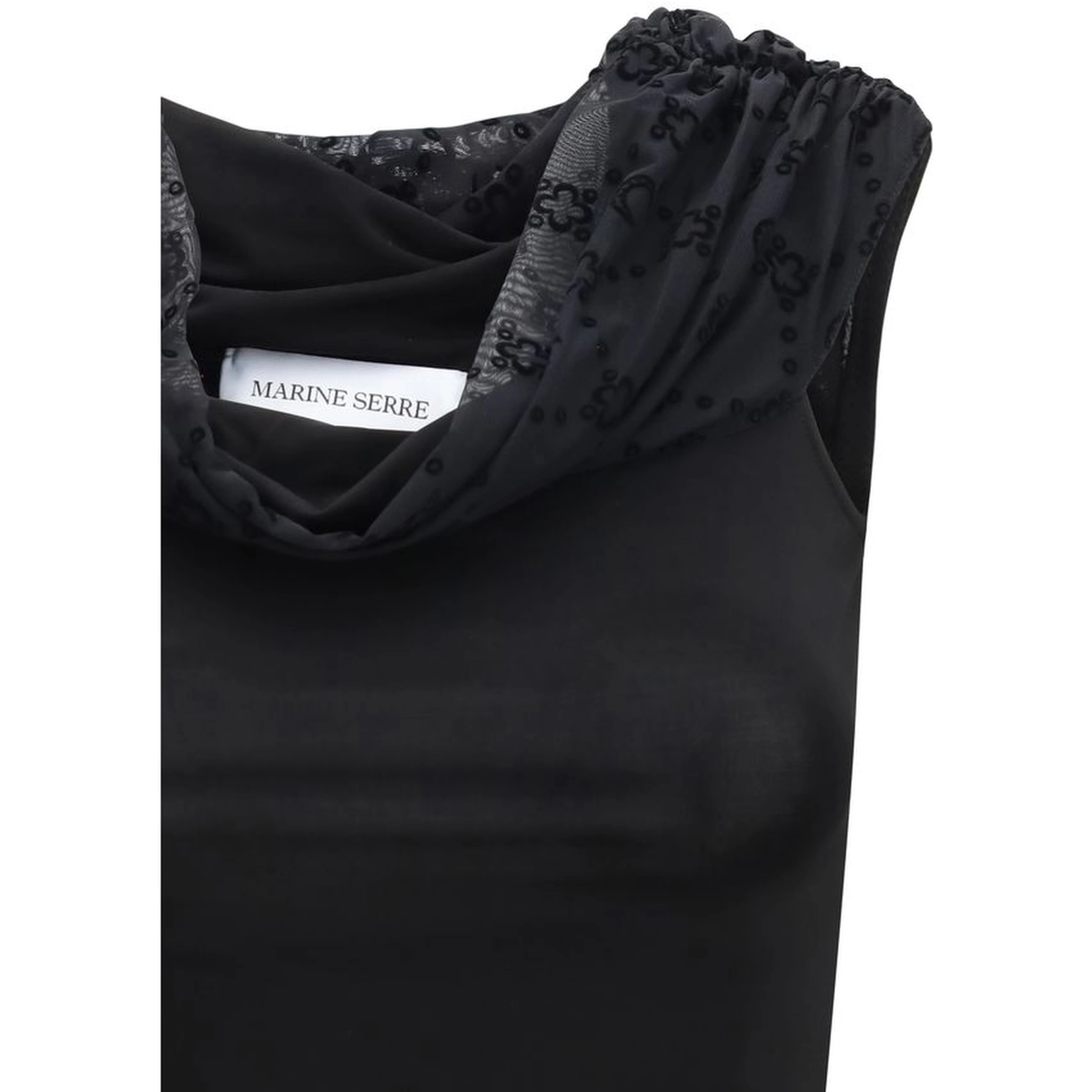 Black Viscose Sleeveles T-Shirt