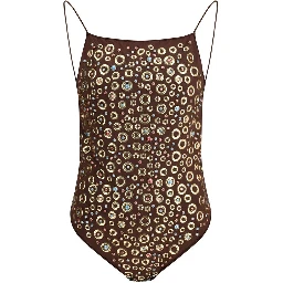 Brown Polyamide One-Piece Swimsuit