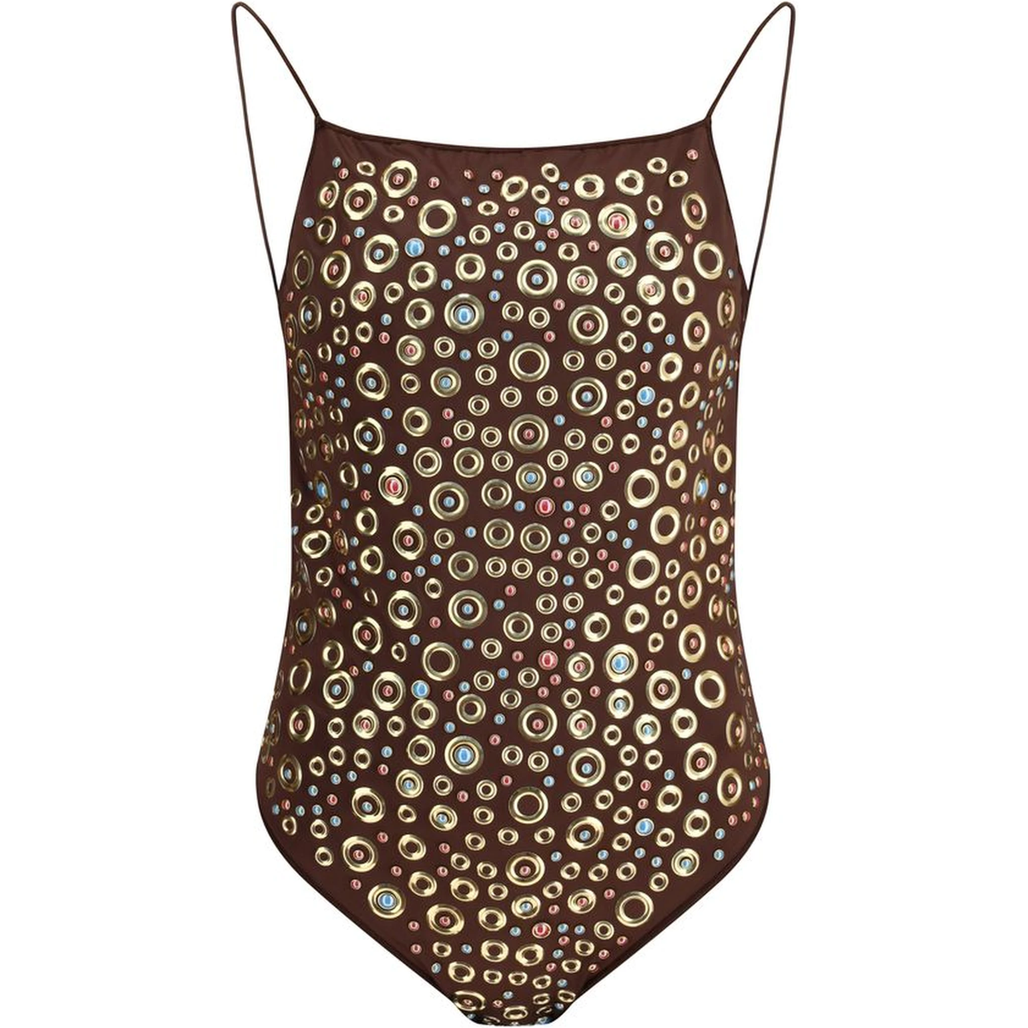 Brown Polyamide One-Piece Swimsuit