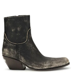 Black Calf Leather Bos Taurus Ankle Boots