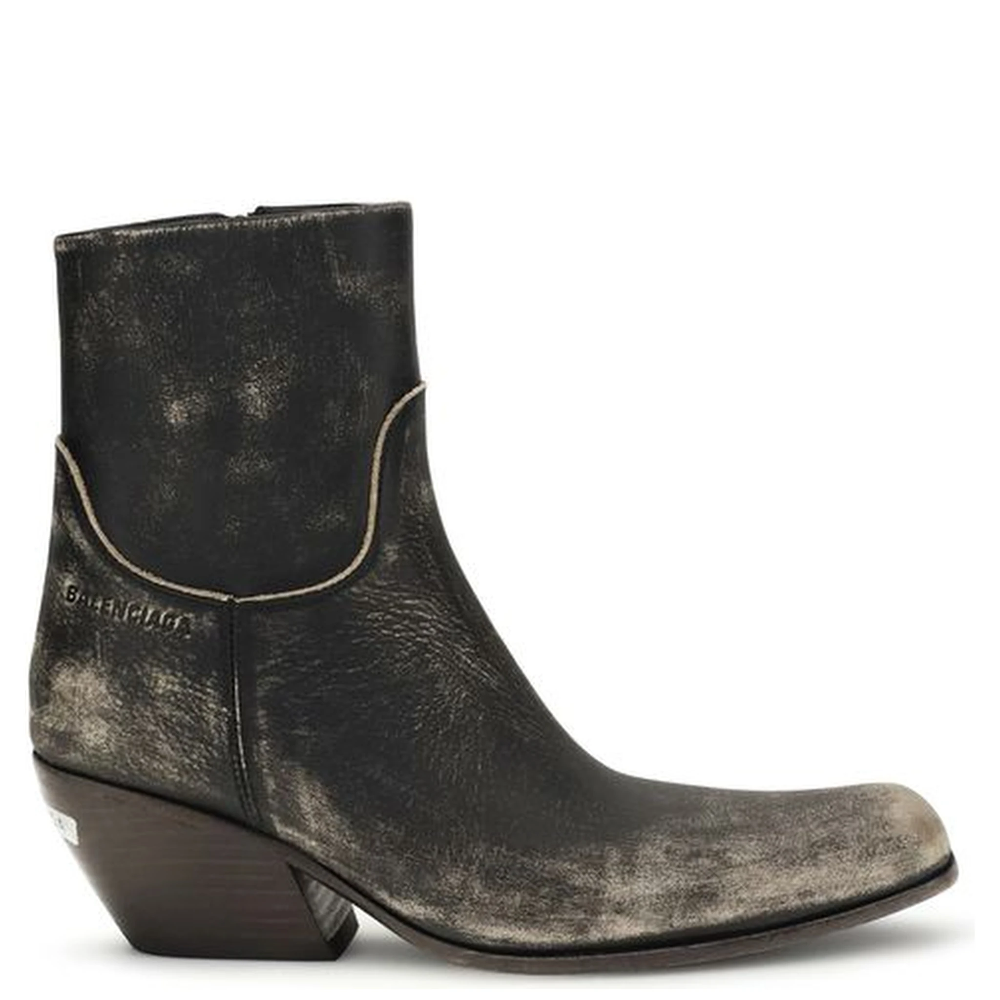 Black Calf Leather Bos Taurus Ankle Boots