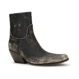 Black Calf Leather Bos Taurus Ankle Boots