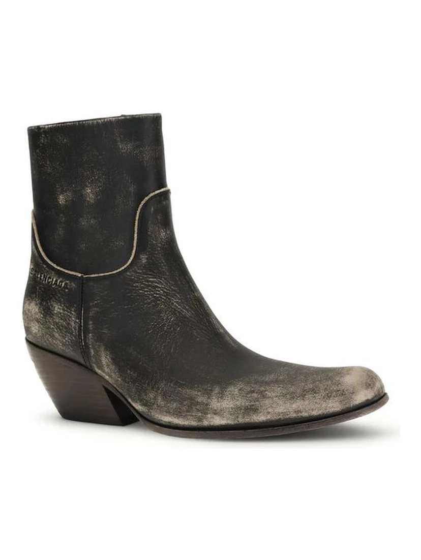 Black Calf Leather Bos Taurus Ankle Boots