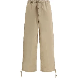 Beige Cotton Casual Pants
