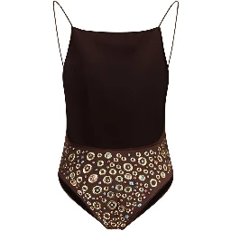 Brown Polyamide One-Piece Swimsuit