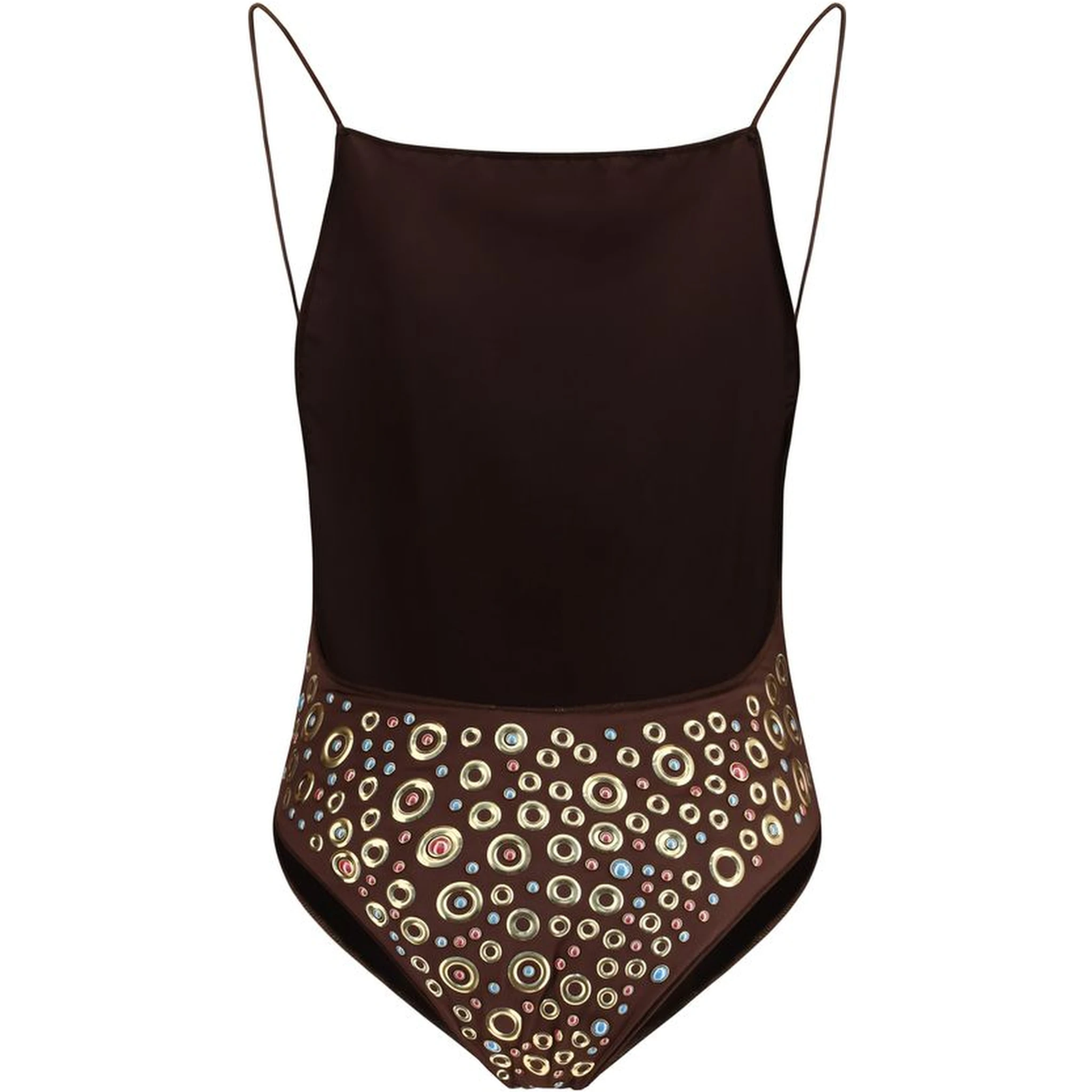 Brown Polyamide One-Piece Swimsuit