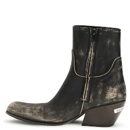 Black Calf Leather Bos Taurus Ankle Boots