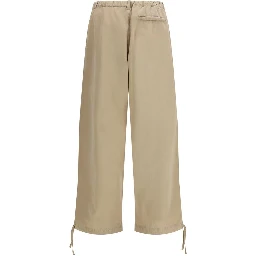 Beige Cotton Casual Pants