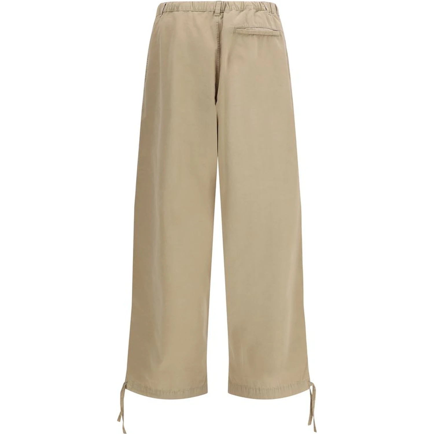 Beige Cotton Casual Pants