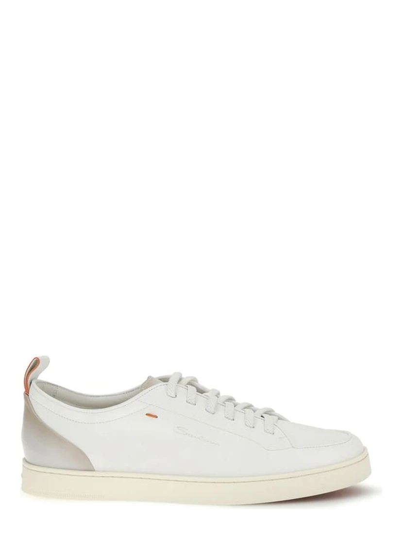 White Calf Leather Bos Taurus Low Top Sneakers