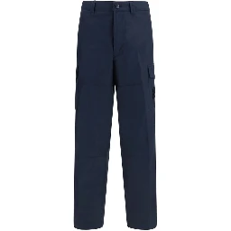 Blue Cotton Cargo Pants