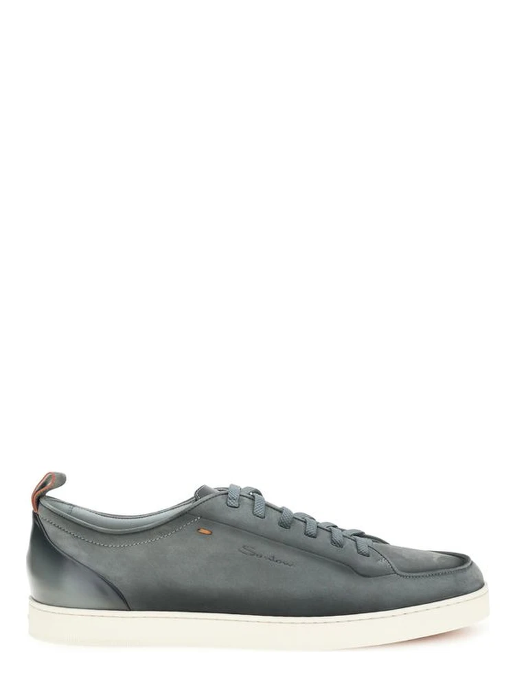 Gray Calf Leather Bos Taurus Low Top Sneakers
